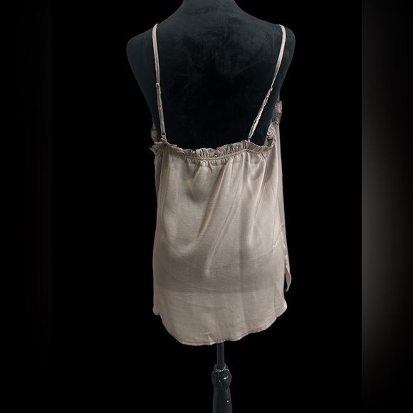 Tan Ruffle Trim Satin Camisole (with adjustable straps)‎ - Picture 2 of 2